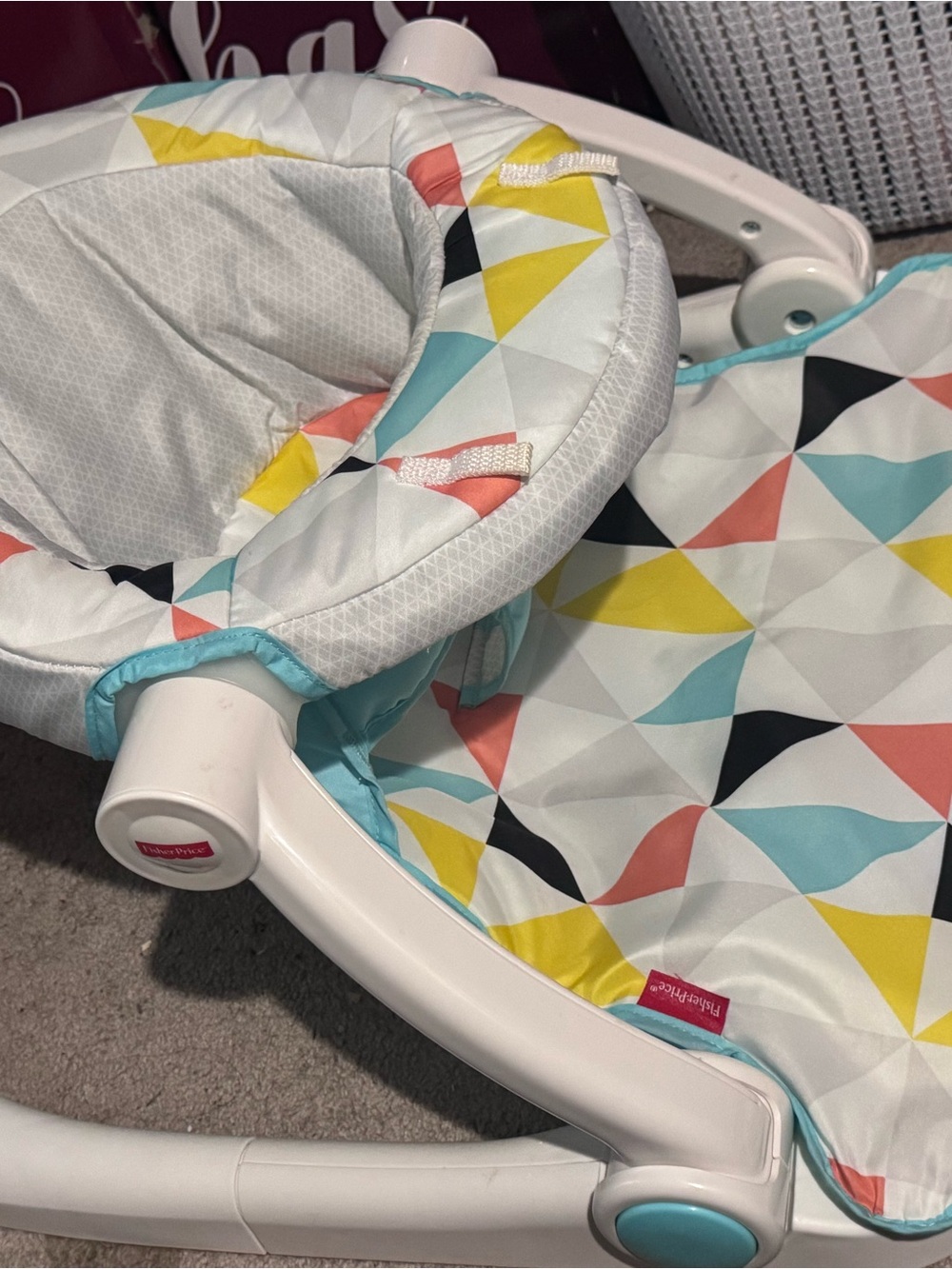 Fisher-Price Turquoise, Yellow & Coral Geometric Baby Seat Cover